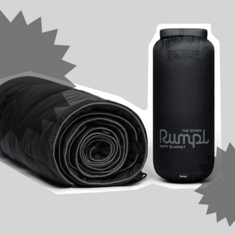 THE DOWN PUFFY BLANKET FROM RUMPL WILL BE MY OUTDOOR DINING COMPANION THIS YEAR